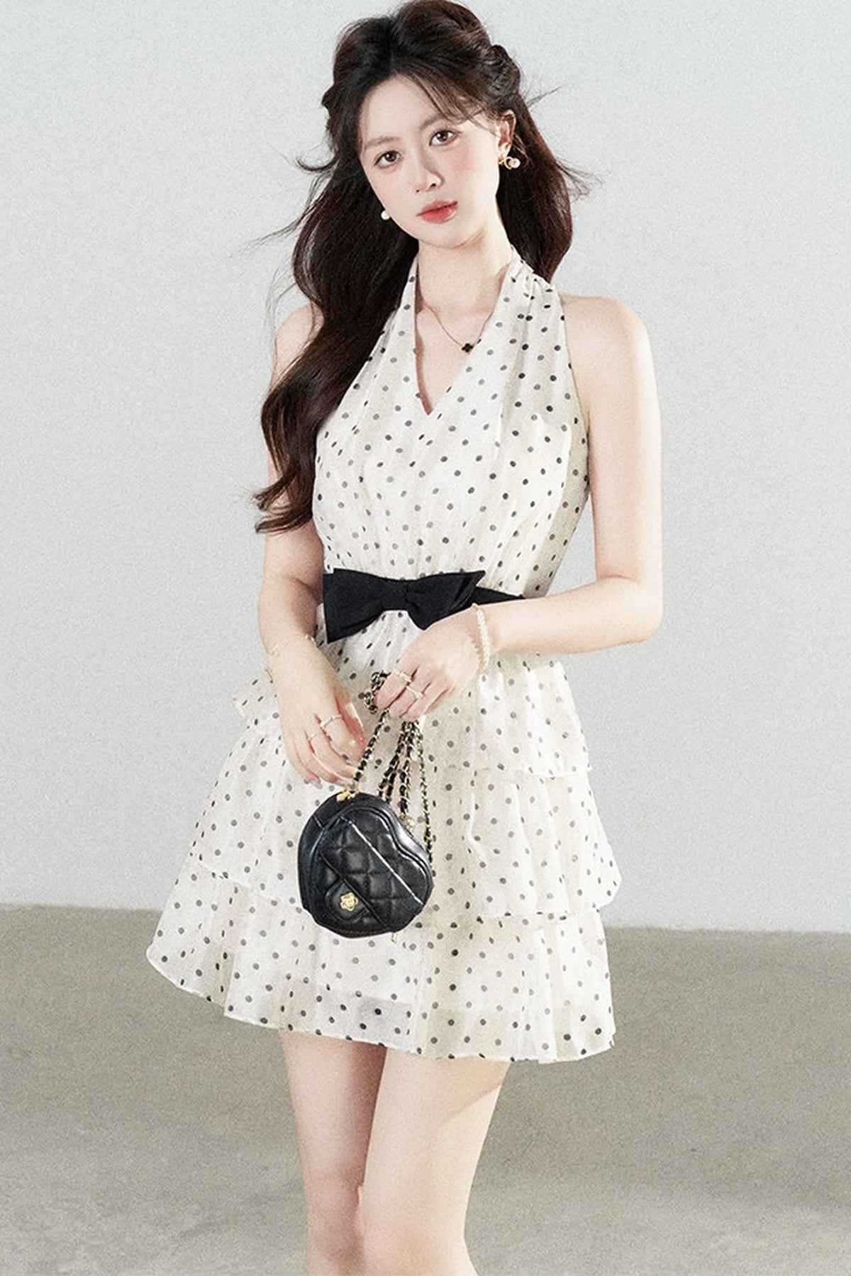 Pink Polka Dot Chiffon Dress