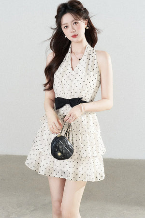 Pink Polka Dot Chiffon Dress