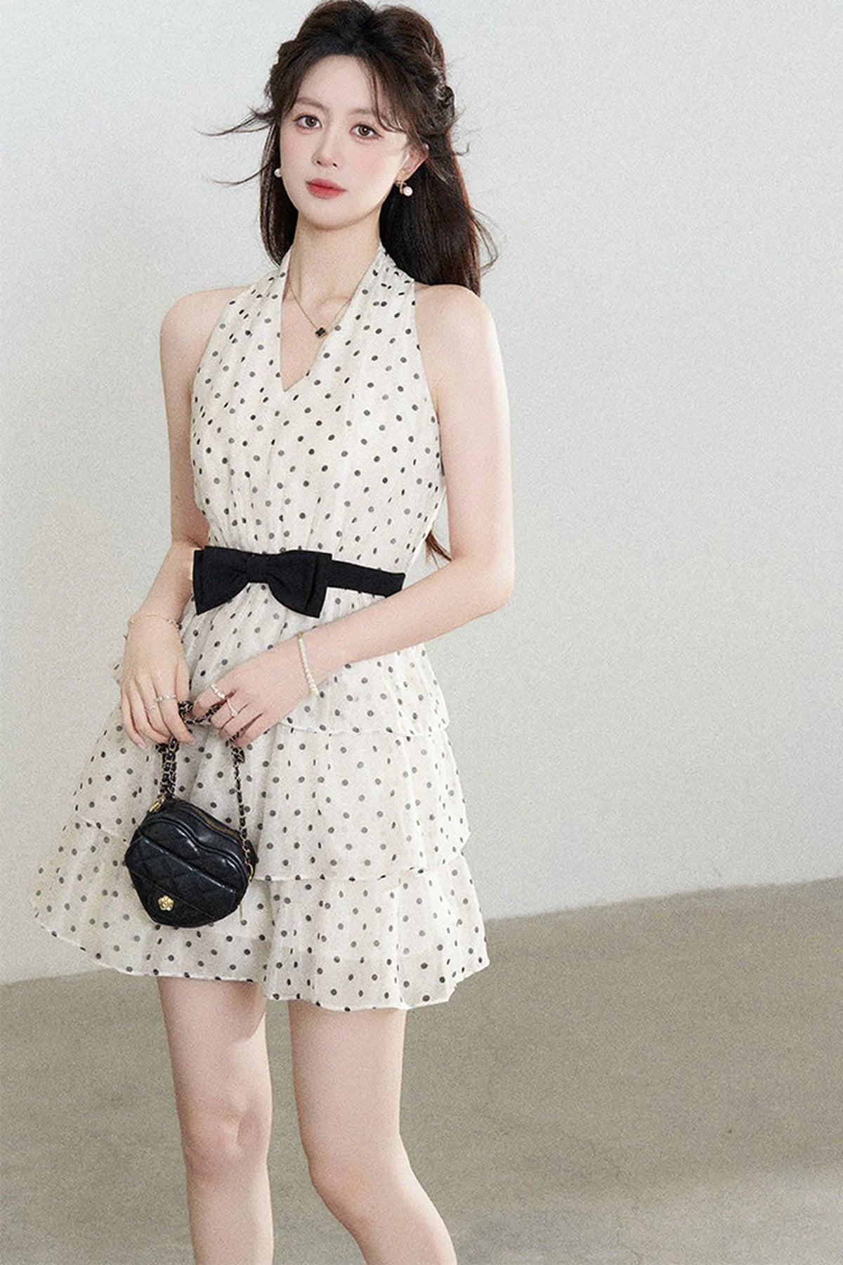Pink Polka Dot Chiffon Dress
