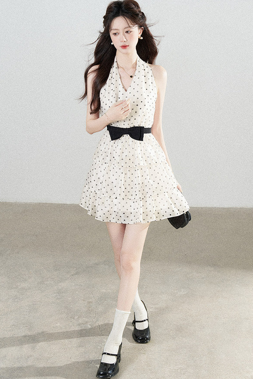 Pink Polka Dot Chiffon Dress