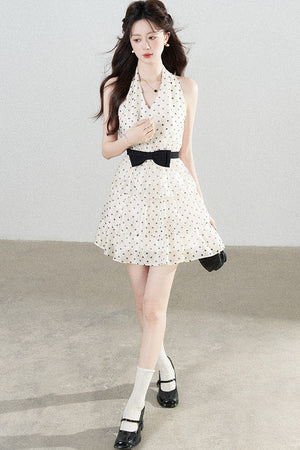 Pink Polka Dot Chiffon Dress