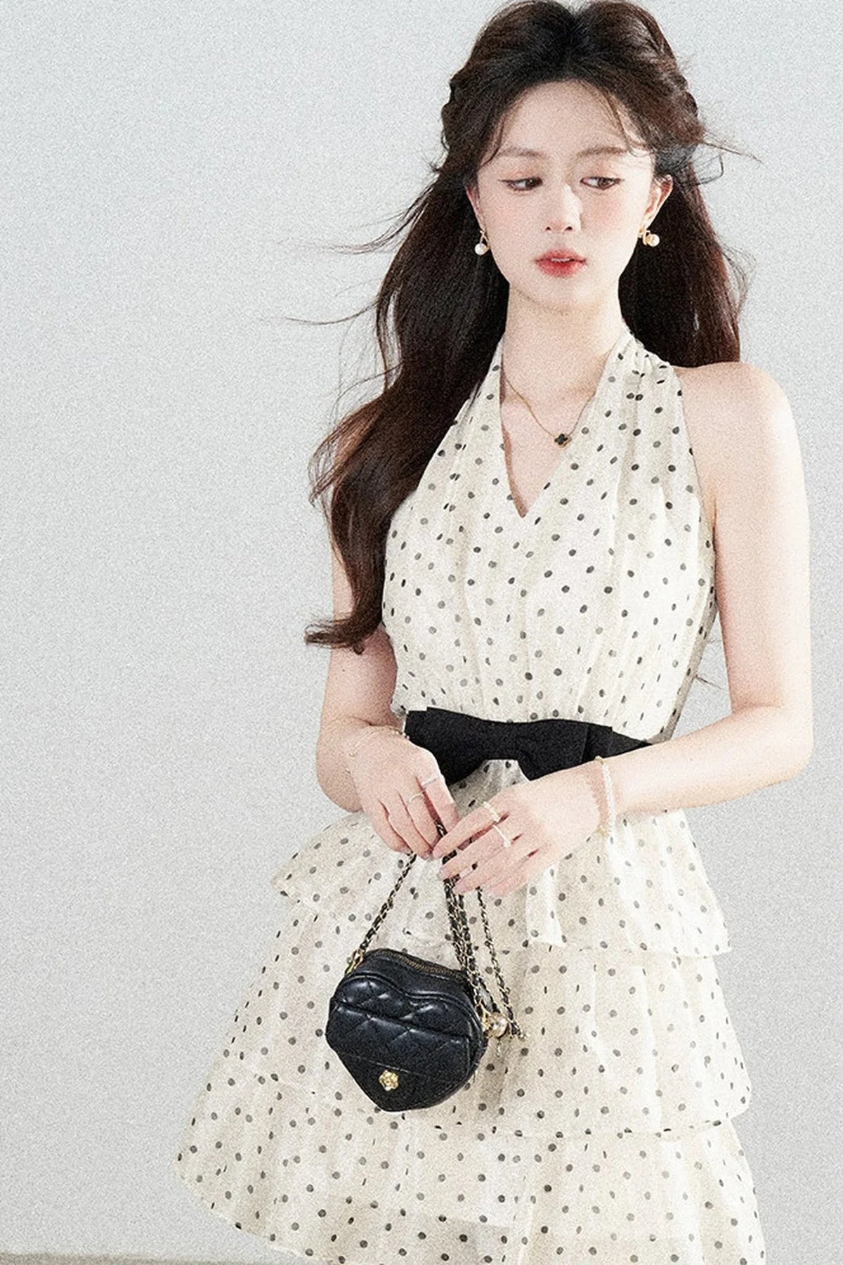 Pink Polka Dot Chiffon Dress