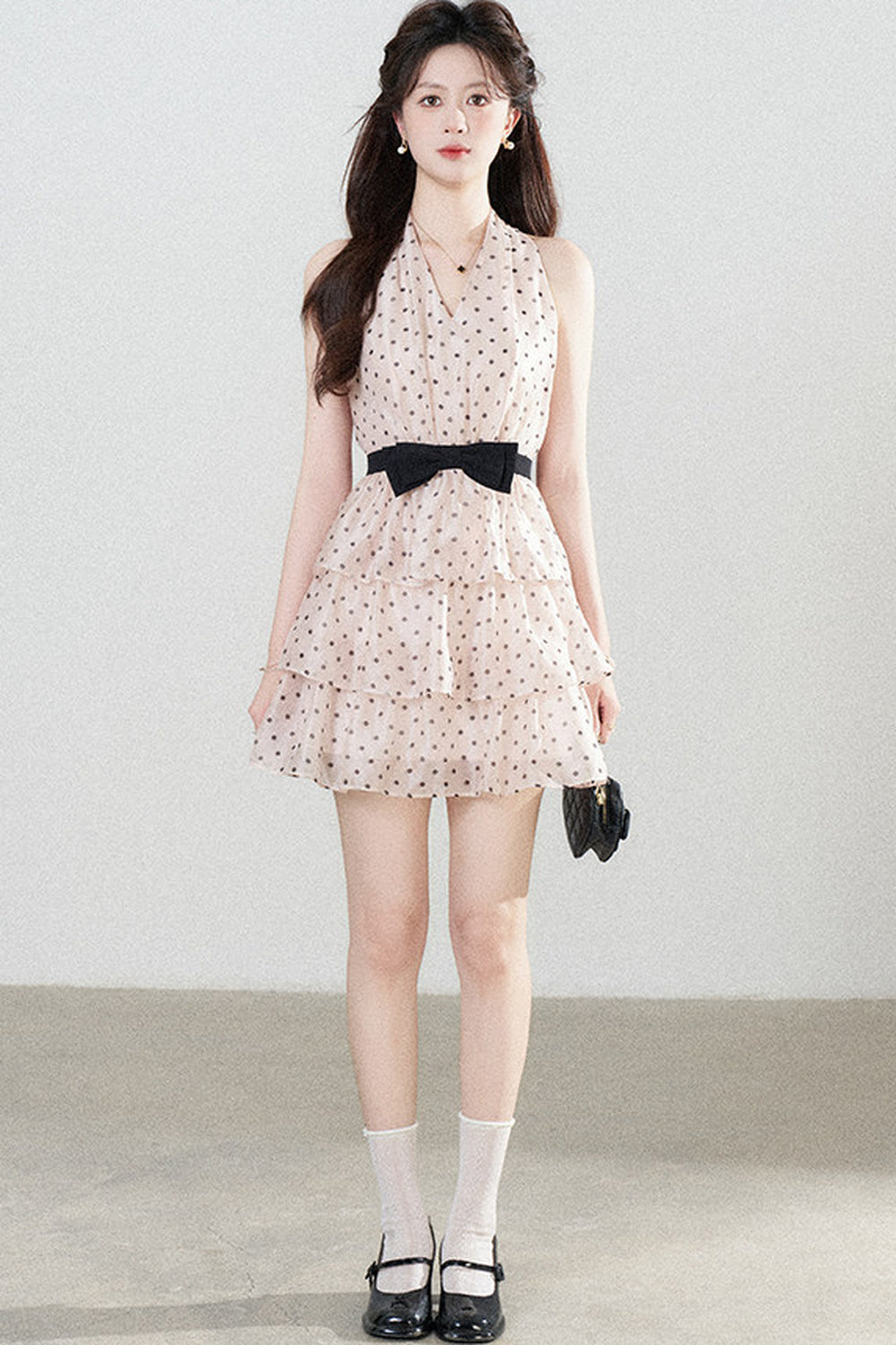 Pink Polka Dot Chiffon Dress