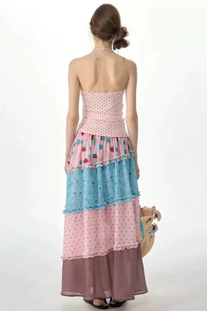 Pink Polka Dot Halter Tank Top