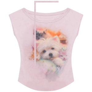 Pink Puppy Print Slim Fit T-Shirt