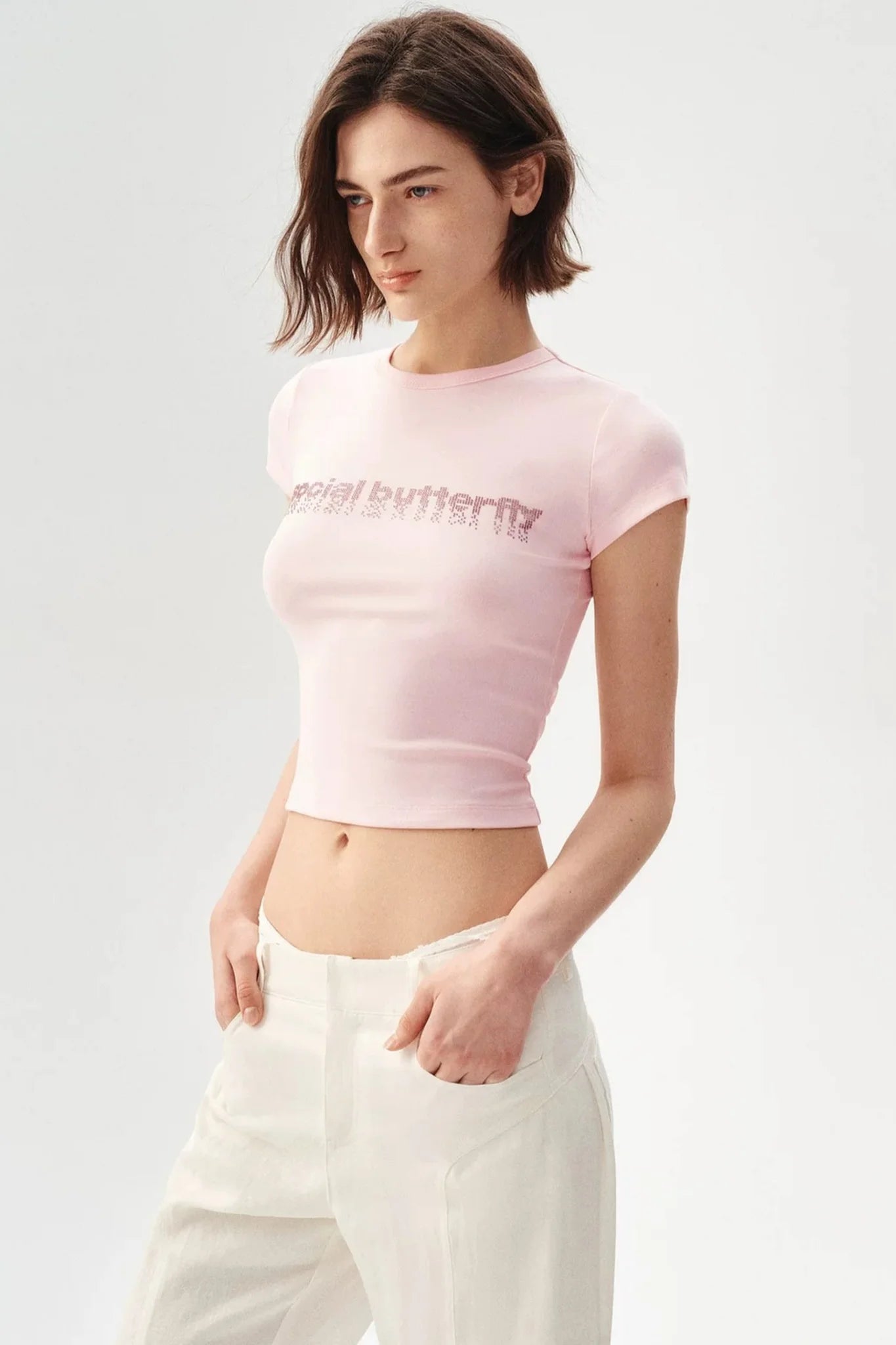 Pink Rhinestone Narrative Top