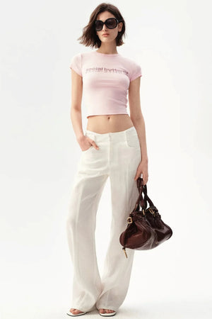 Pink Rhinestone Narrative Top