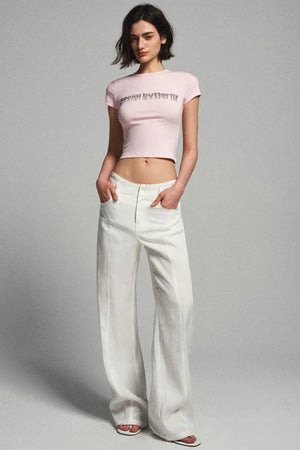 Pink Rhinestone Narrative Top