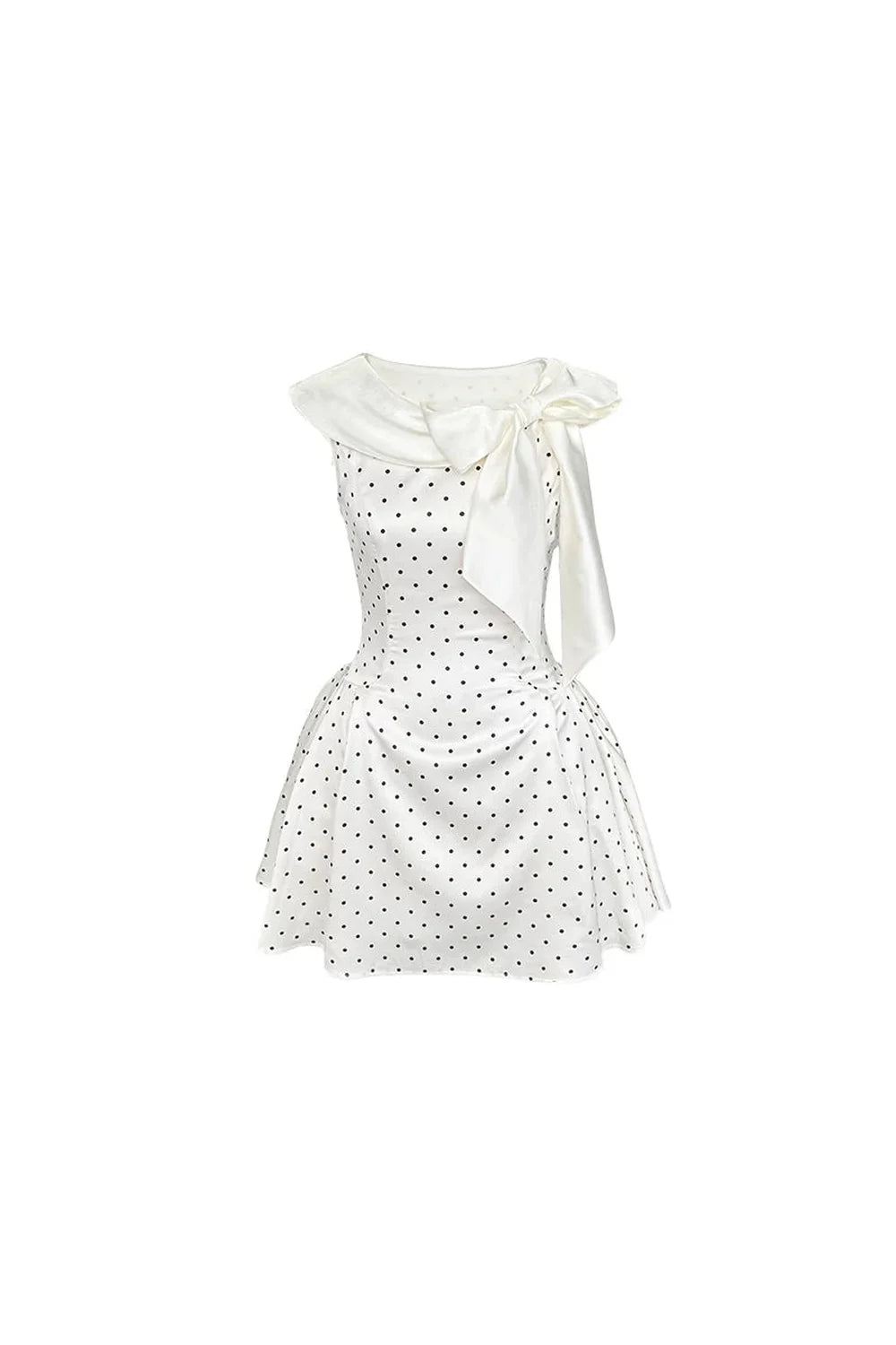 Pink Satin Polka Dot Bow Dress