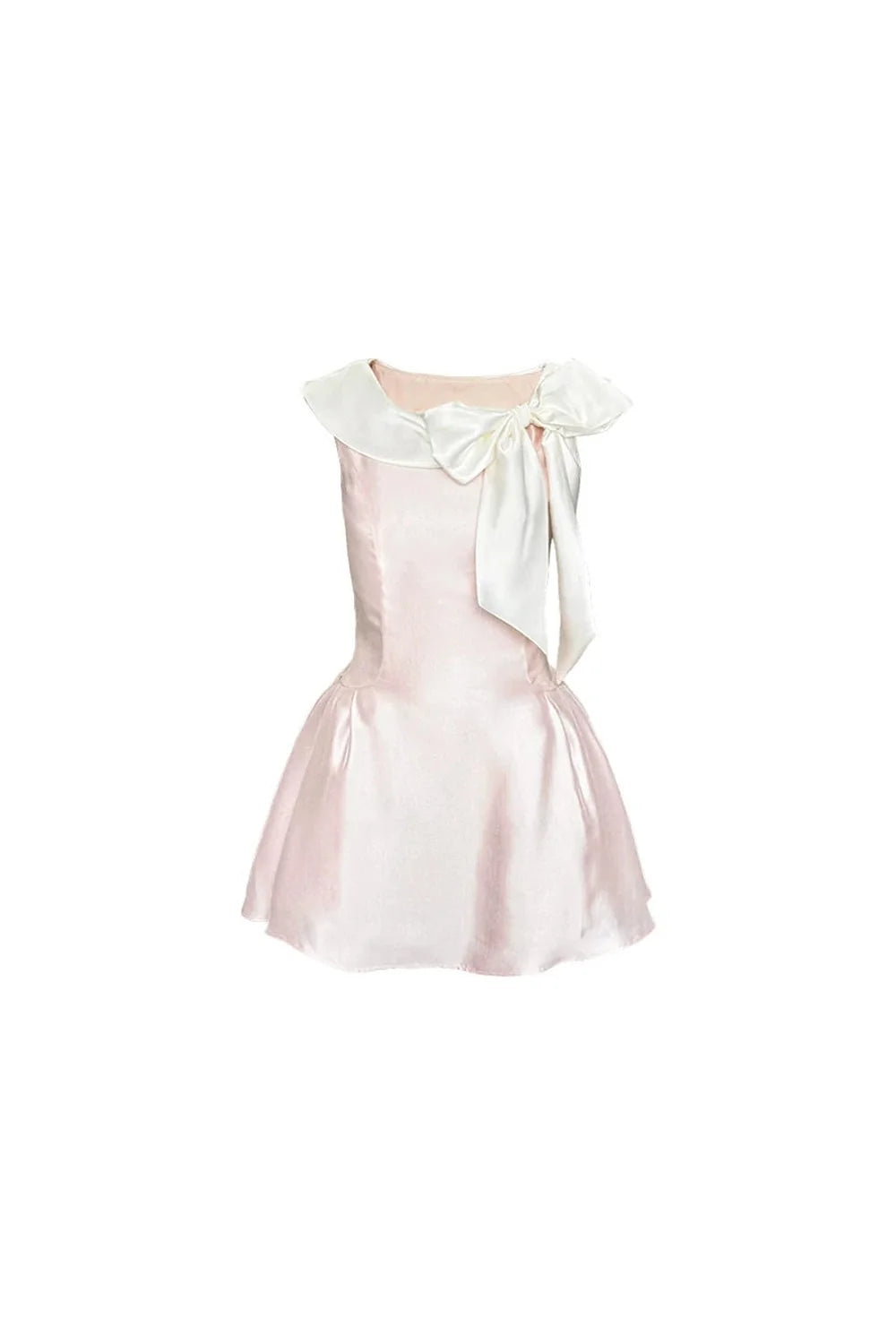 Pink Satin Polka Dot Bow Dress