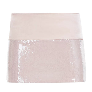 Pink Satin Sequined Skirt