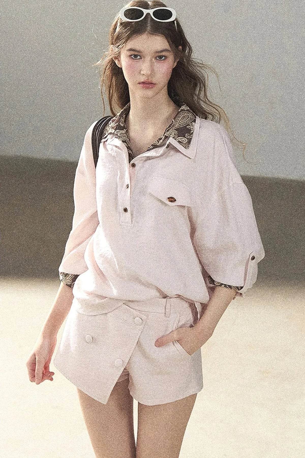 Pink Shirt And Shorts Set-Up