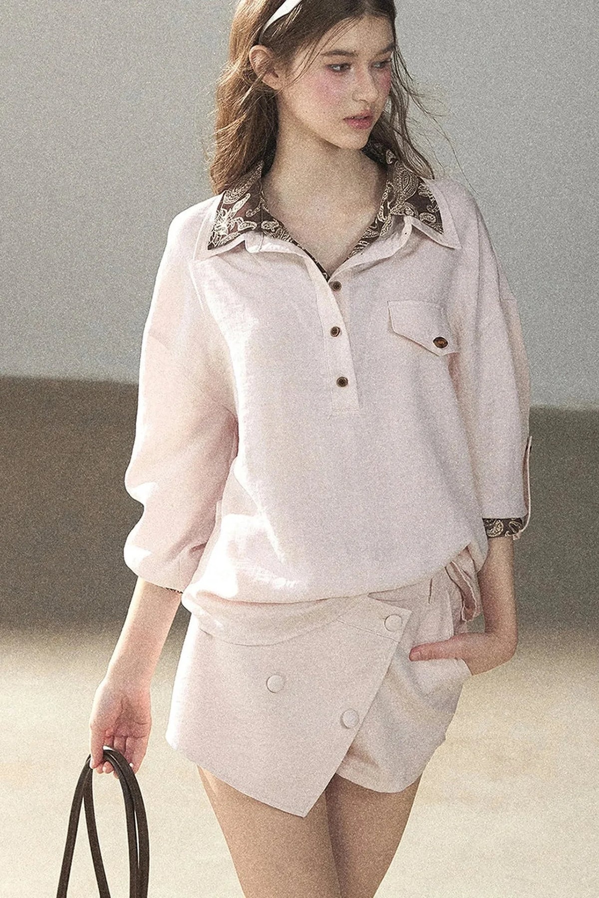 Pink Shirt And Shorts Set-Up