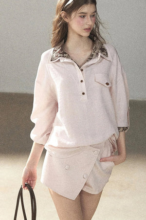 Pink Shirt And Shorts Set-Up