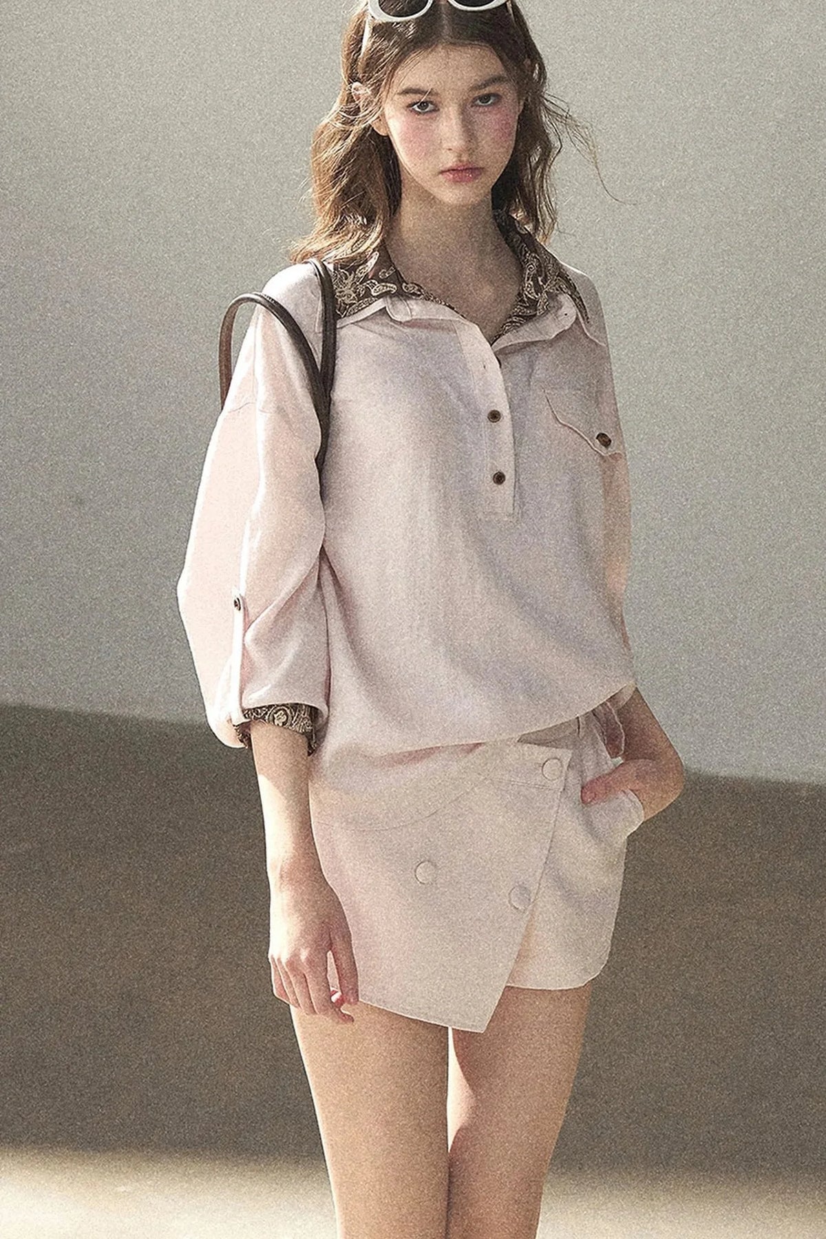 Pink Shirt And Shorts Set-Up