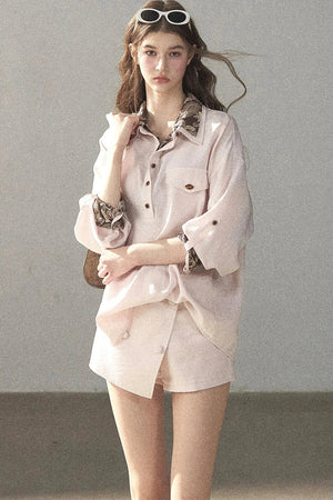 Pink Shirt And Shorts Set-Up