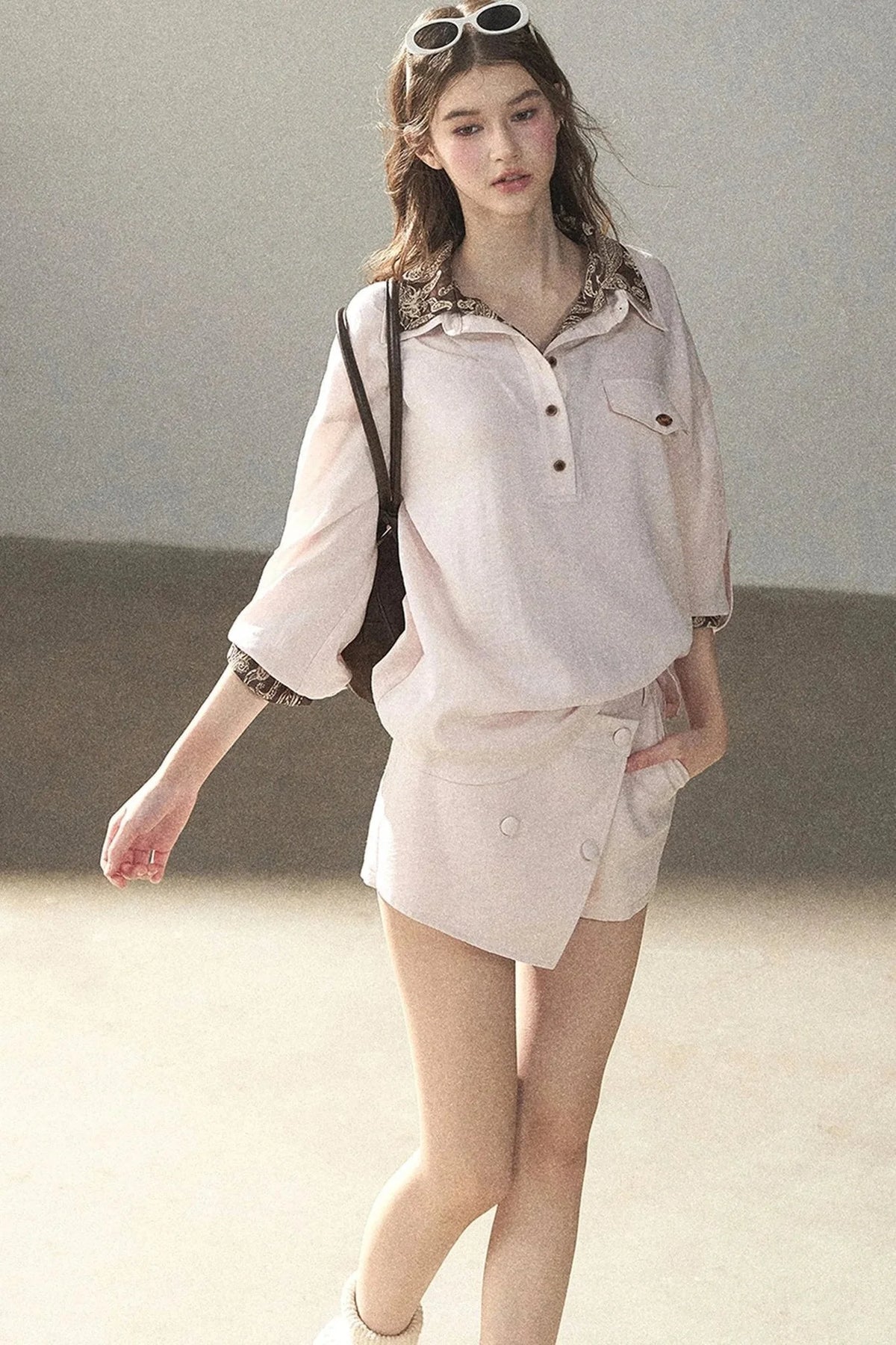 Pink Shirt And Shorts Set-Up