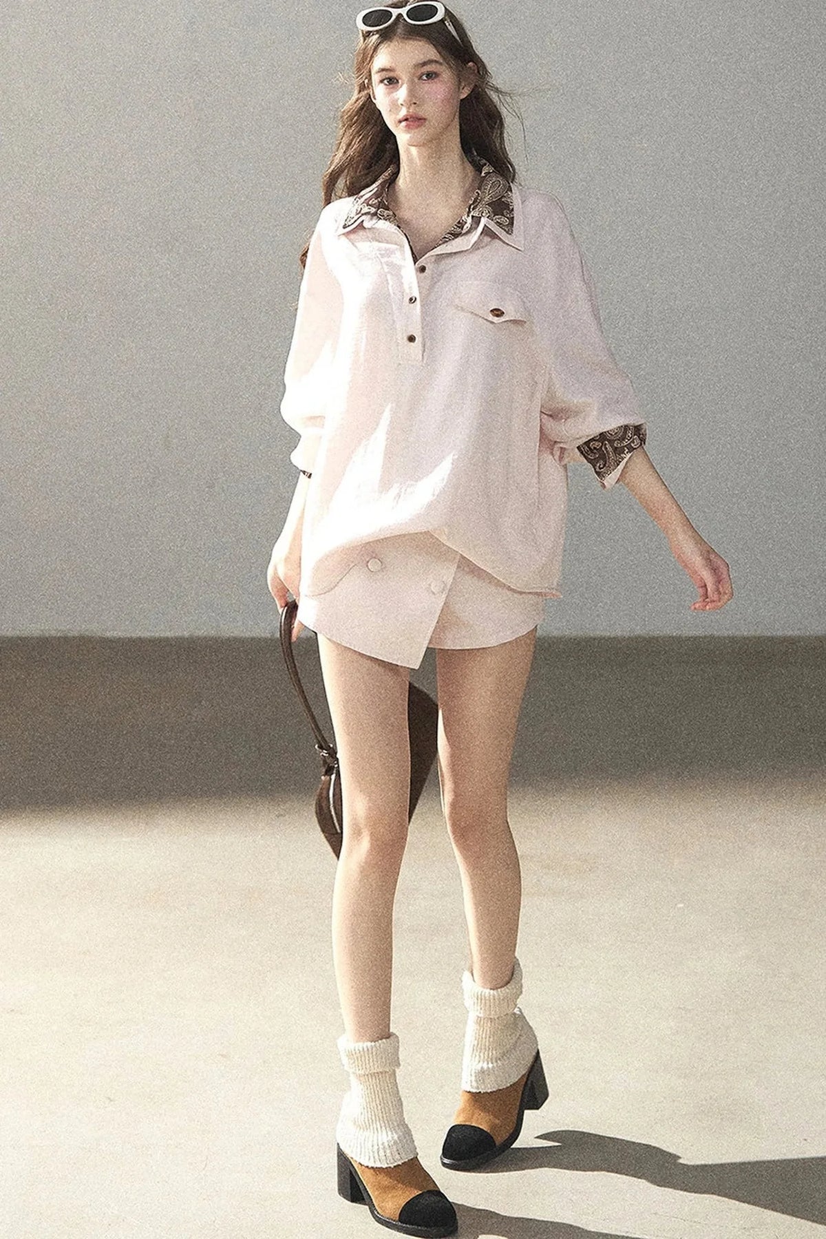Pink Shirt And Shorts Set-Up