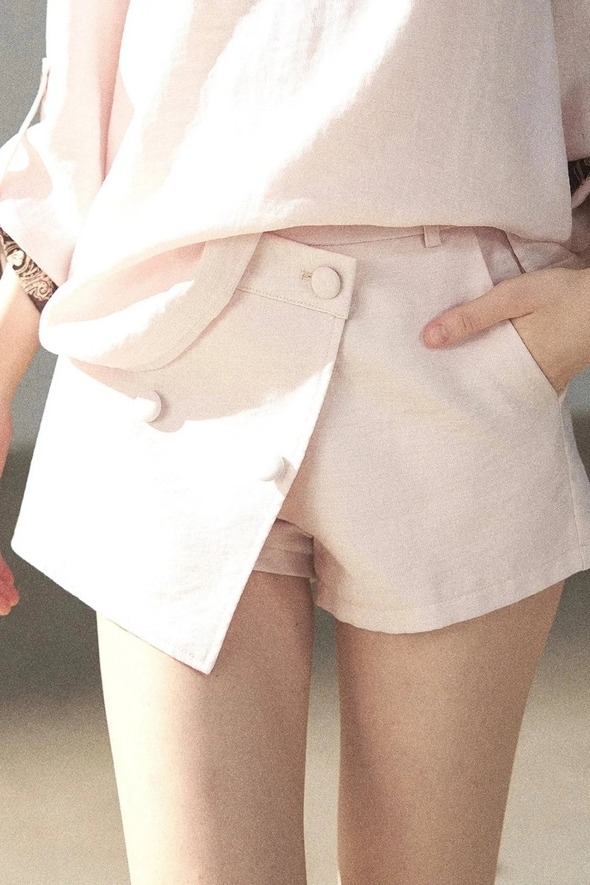 Pink Shirt And Shorts Set-Up