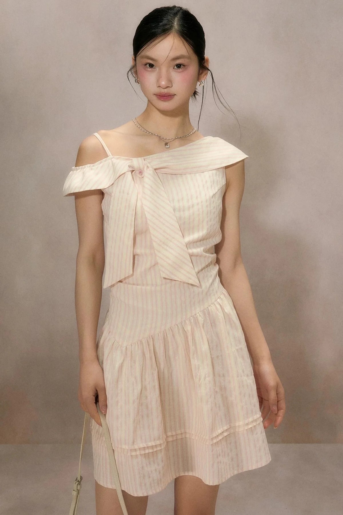 Pink Striped Mid-Length Dress
