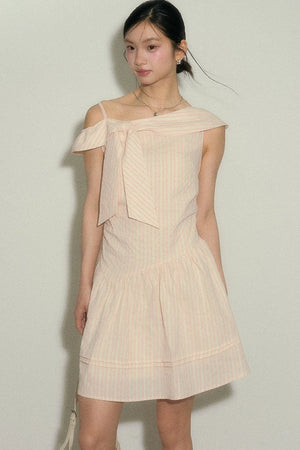 Pink Striped Mid-Length Dress