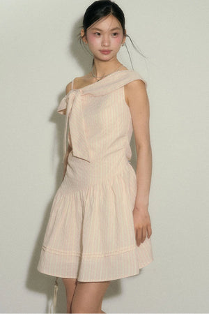Pink Striped Mid-Length Dress