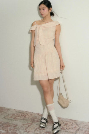 Pink Striped Mid-Length Dress