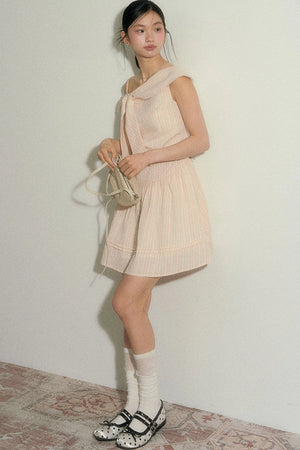 Pink Striped Mid-Length Dress