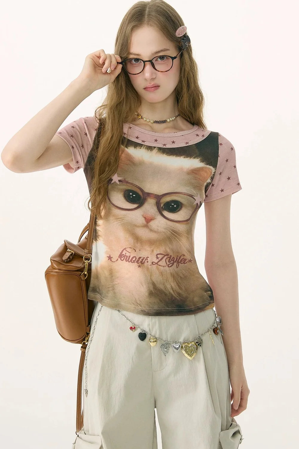 Pink Vintage Washed Cat T-Shirt