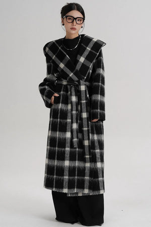 Plaid Alpaca Wool Coat