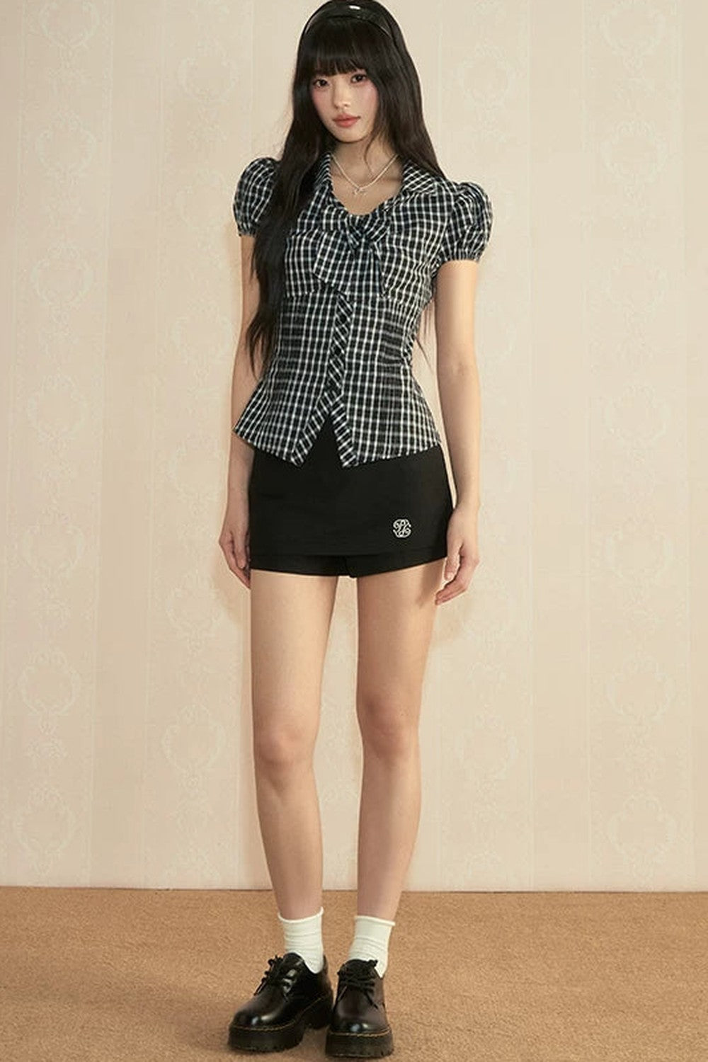 Plaid Bow-Knot Blouse Set-Up