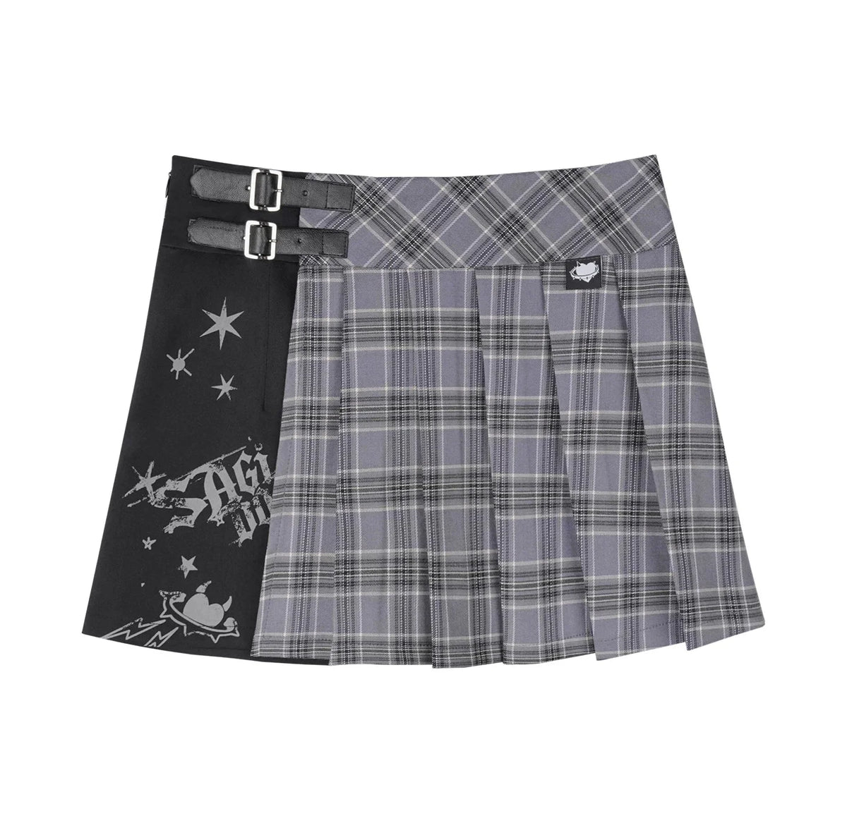 Plaid Bow-Knot One-Shoulder Top Set-Up
