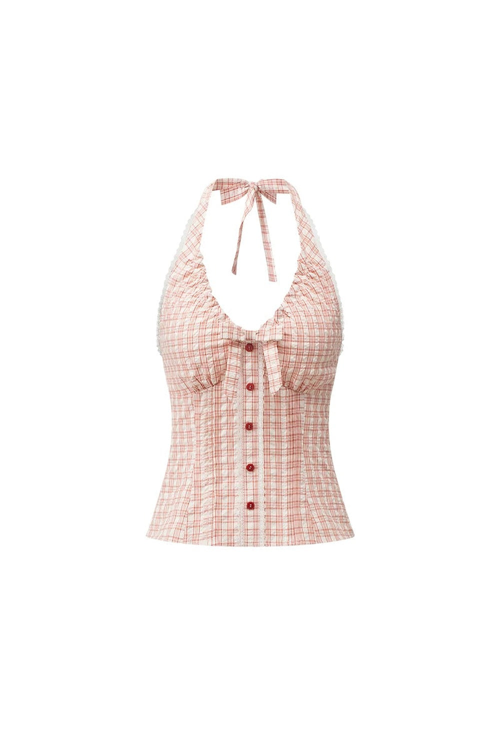 Plaid Bow-Tie Halter Vest