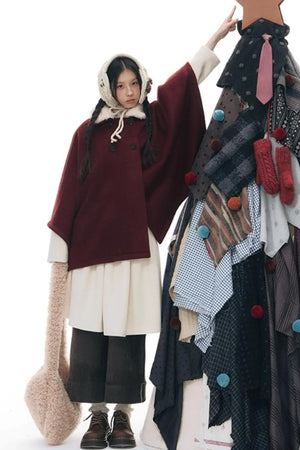 Plaid Cape Winter Coat