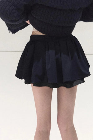Plaid Color-Blocked A-Line Skirt