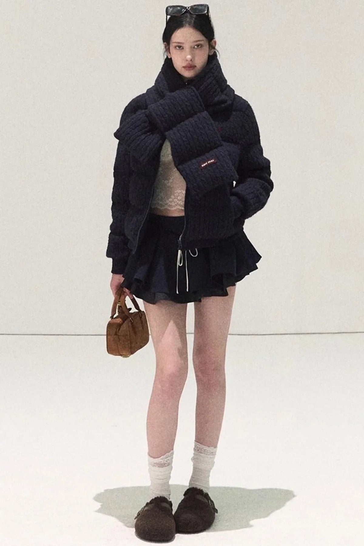 Plaid Color-Blocked A-Line Skirt