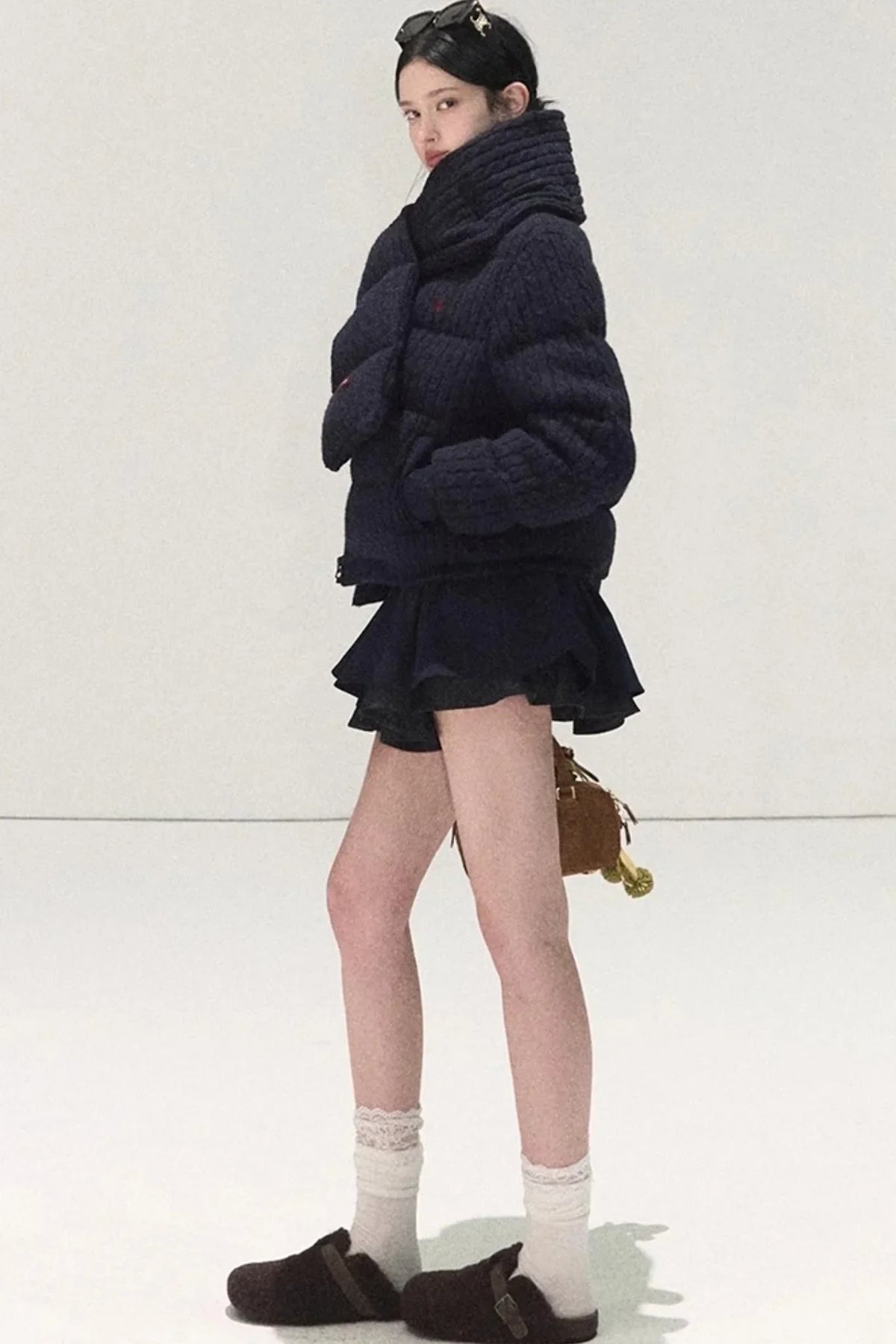 Plaid Color-Blocked A-Line Skirt