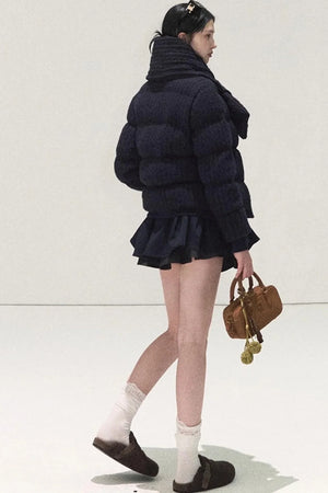 Plaid Color-Blocked A-Line Skirt