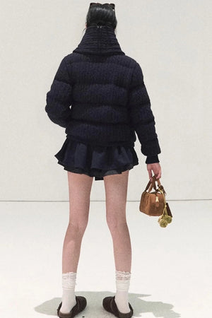 Plaid Color-Blocked A-Line Skirt