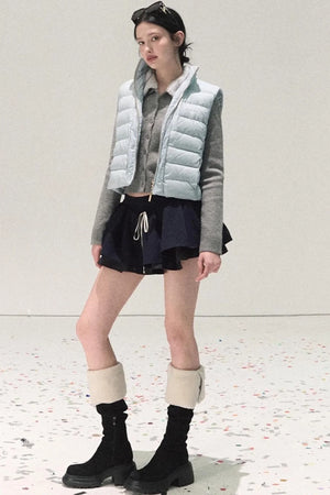 Plaid Color-Blocked A-Line Skirt