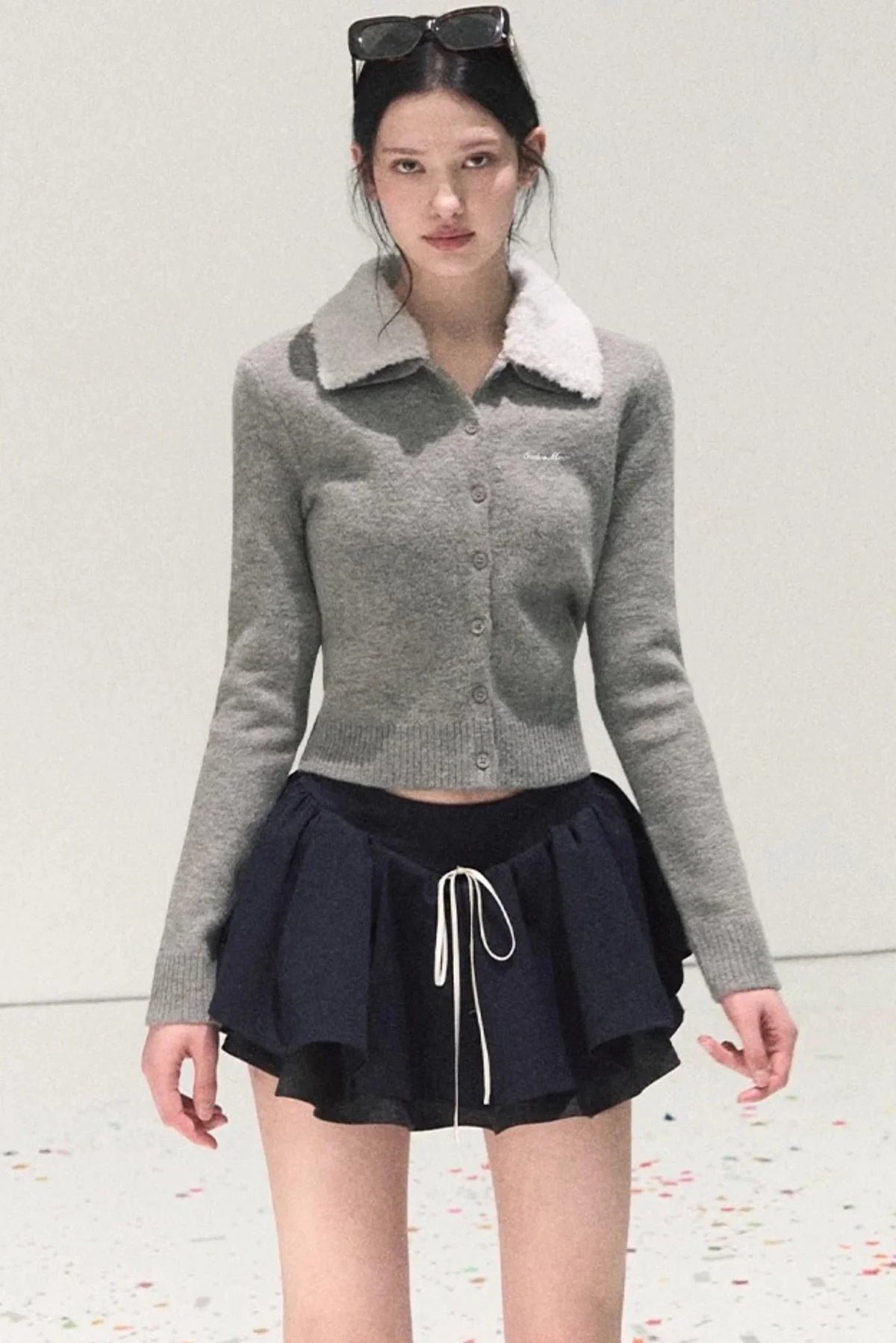 Plaid Color-Blocked A-Line Skirt