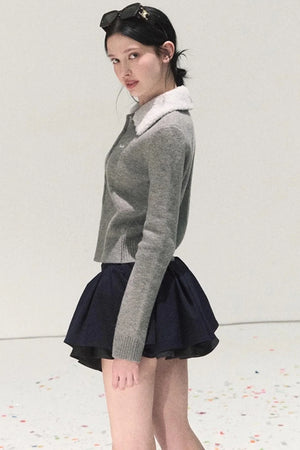 Plaid Color-Blocked A-Line Skirt