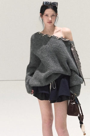 Plaid Color-Blocked A-Line Skirt