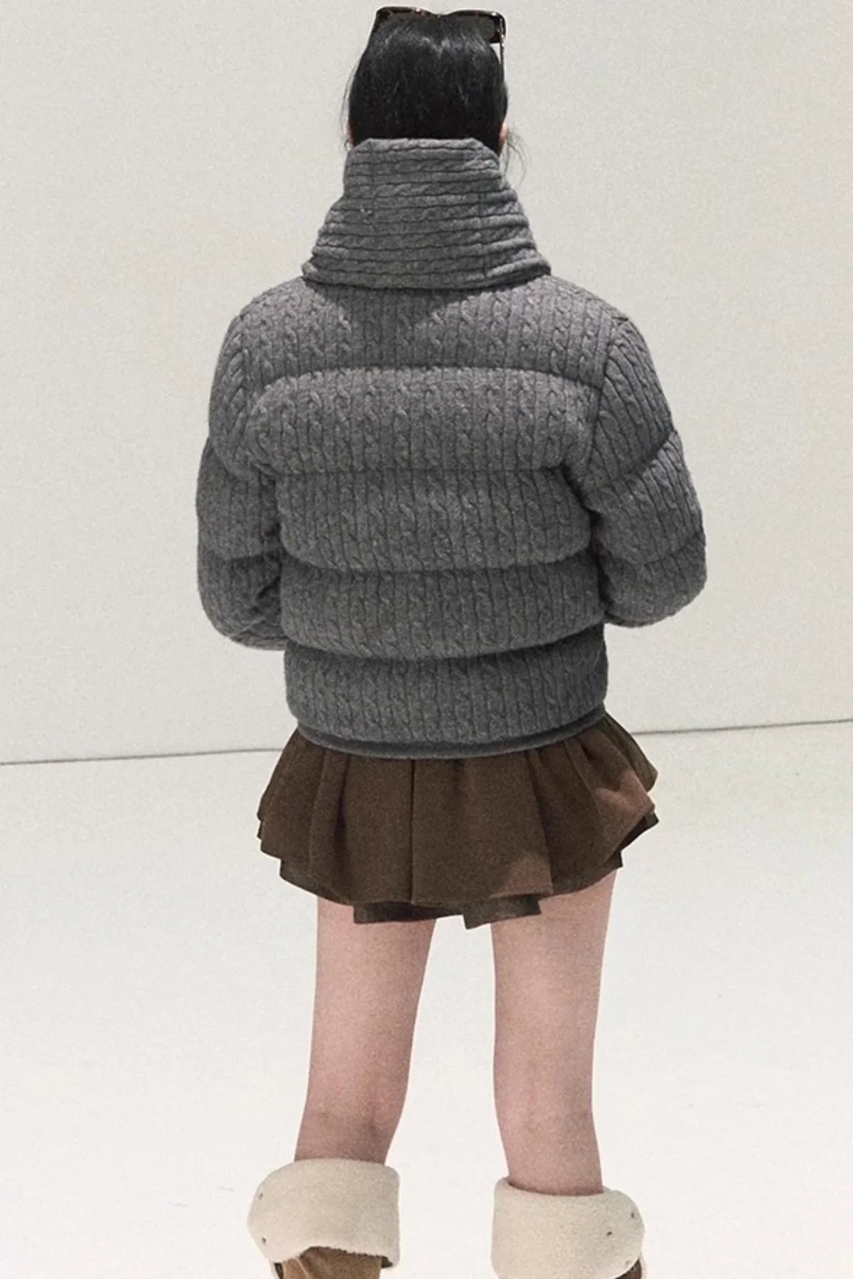 Plaid Color-Blocked A-Line Skirt
