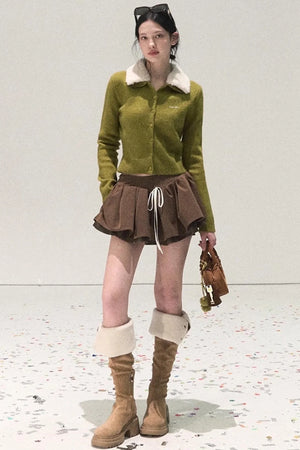 Plaid Color-Blocked A-Line Skirt