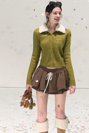 Plaid Color-Blocked A-Line Skirt