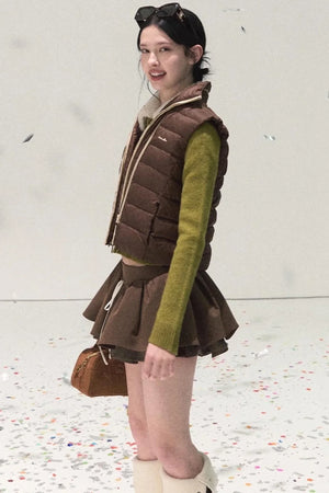 Plaid Color-Blocked A-Line Skirt