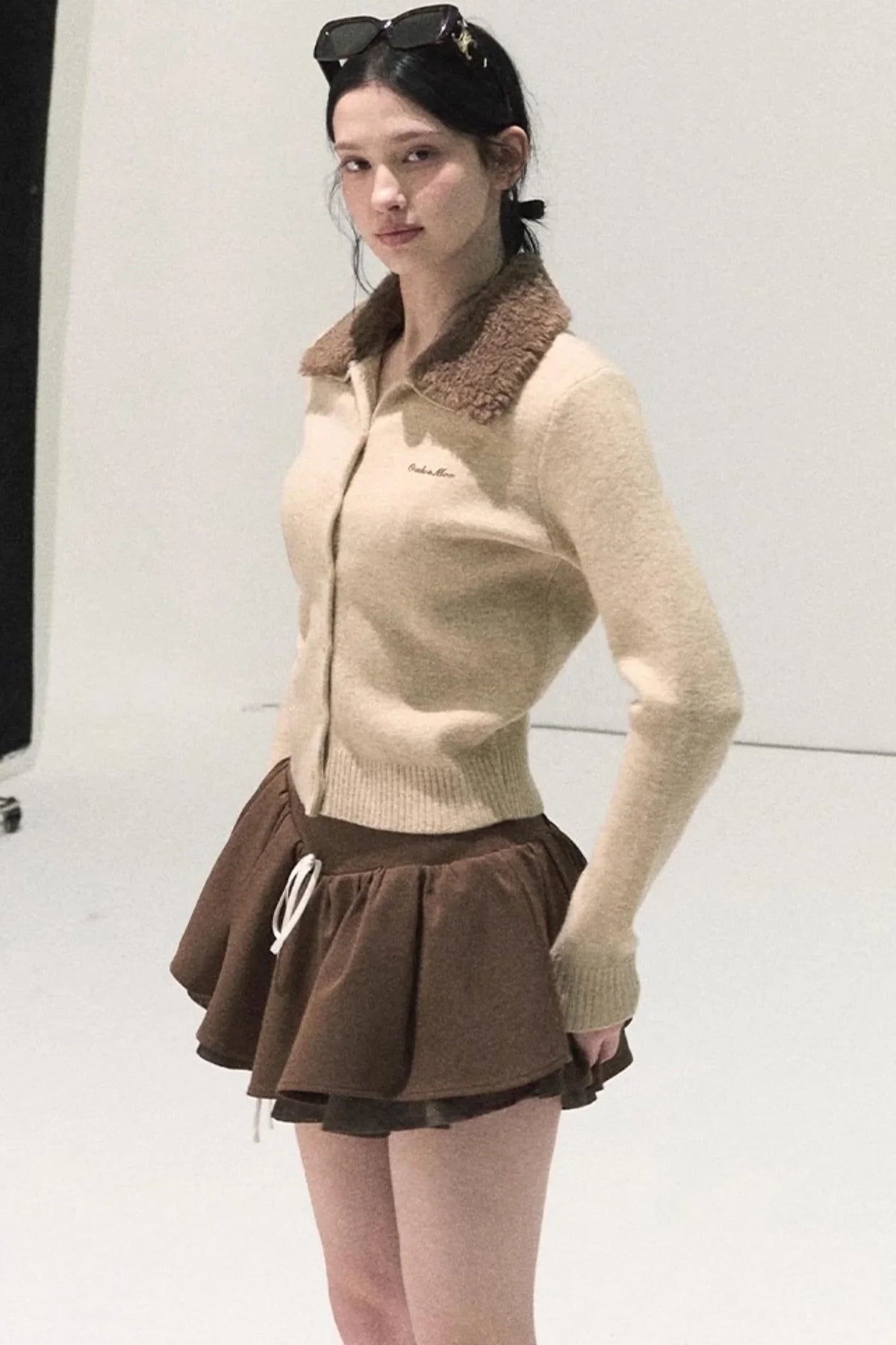 Plaid Color-Blocked A-Line Skirt