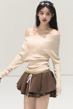 Plaid Color-Blocked A-Line Skirt