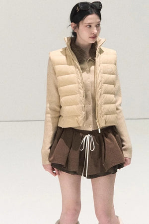 Plaid Color-Blocked A-Line Skirt